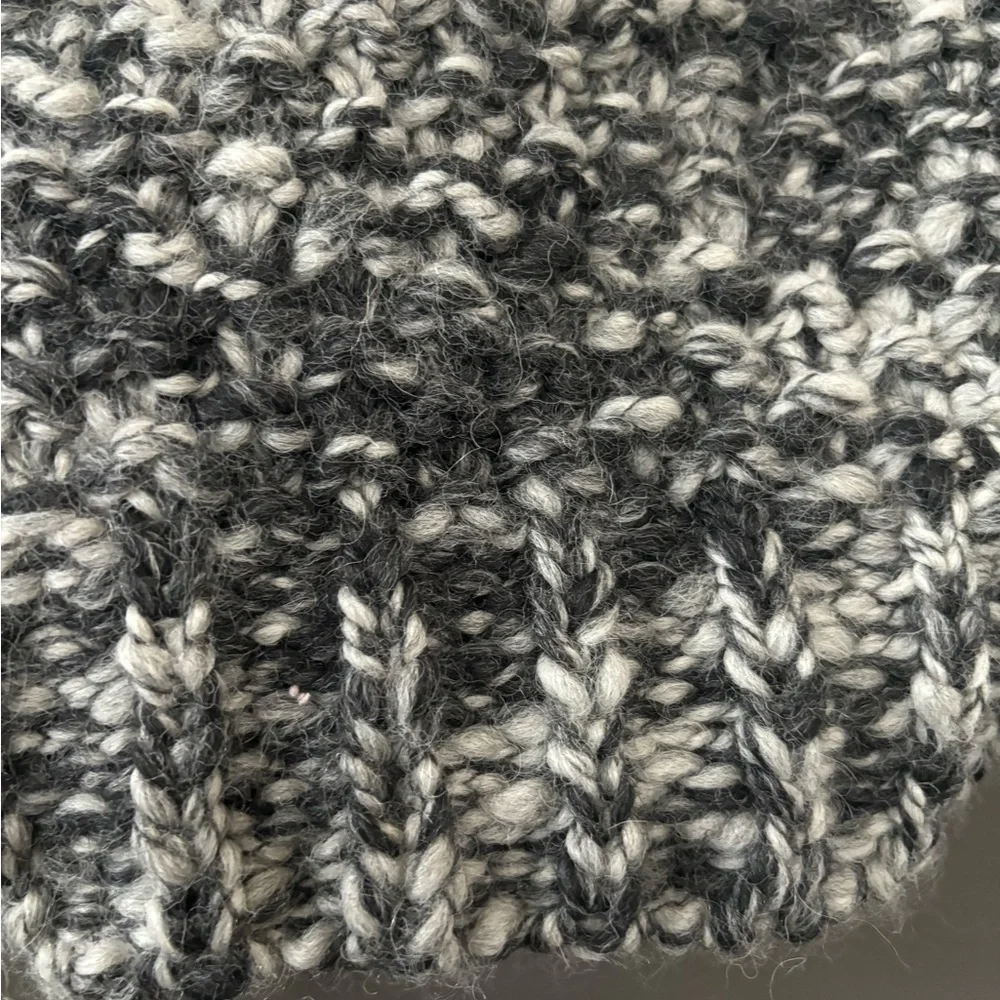 Fluxus Wool Alpaca Blend Shawl Salt & Pepper Knit Woven Chunky Oversized Coat XS